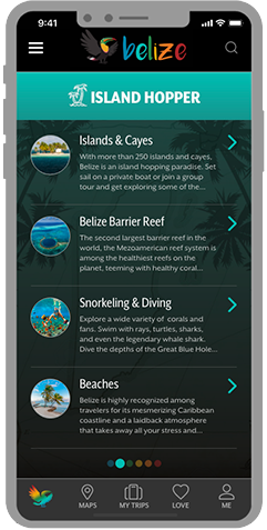 Experience Belize App Screens