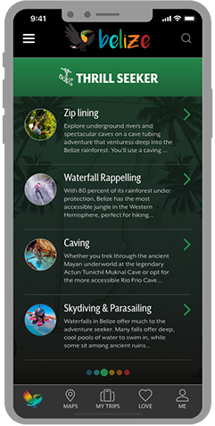 Experience Belize App Screens