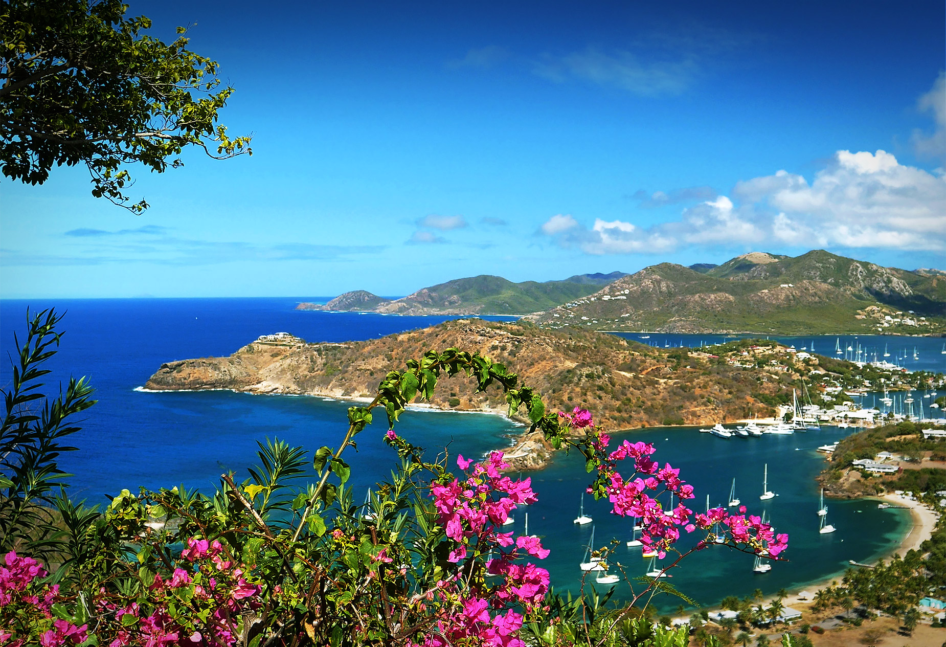 English Harbor & Nelson's Dockyard as seen from Shirley Heights, Antigua