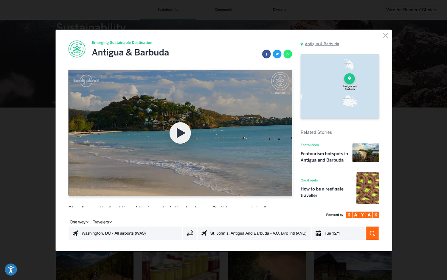 Lonely Planet Sustainability Winner, Emerging Destination, Antigua & Barbuda